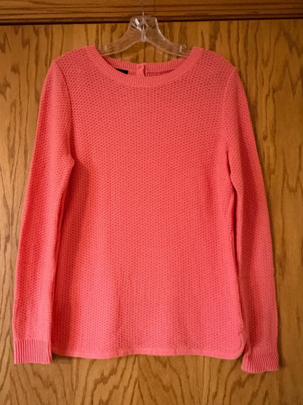 Talbots Coral Pink Textured Crew Neck Sweater